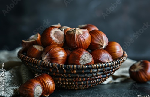 A Basket of Freshly Harvested Chestnuts Ready to Eat