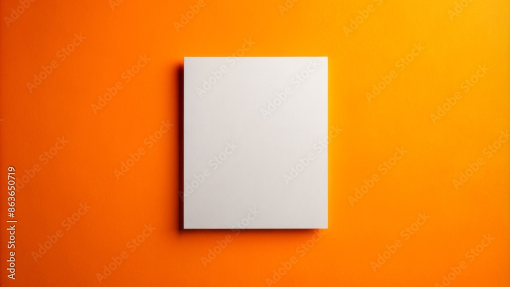 Clean white letter paper mockup on a bright orange background with a subtle solid texture, summer theme, top view, with space for a text message. Clean white letter paper mockup on a bright orange background with a subtle solid texture, summer theme, top view, with space for a text message.