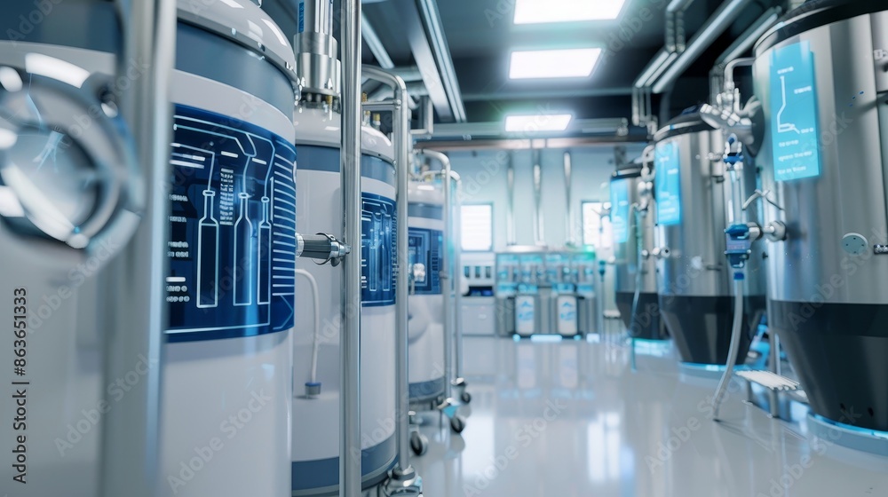 Obraz premium Cuttingedge Biotech Fermentation Science in Motion with Digital Monitoring