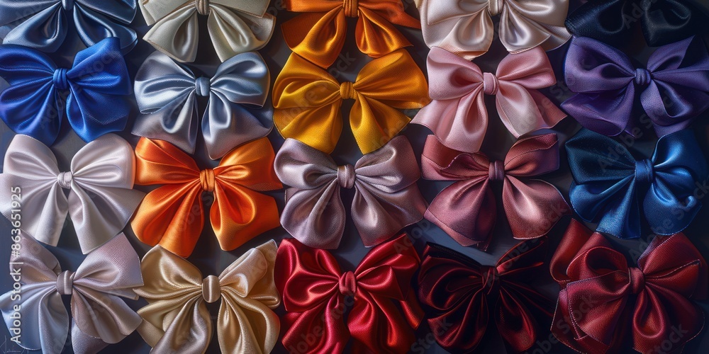 Colorful Satin Bows Arranged in a Pattern Colorful Satin Bows Arranged in a Pattern