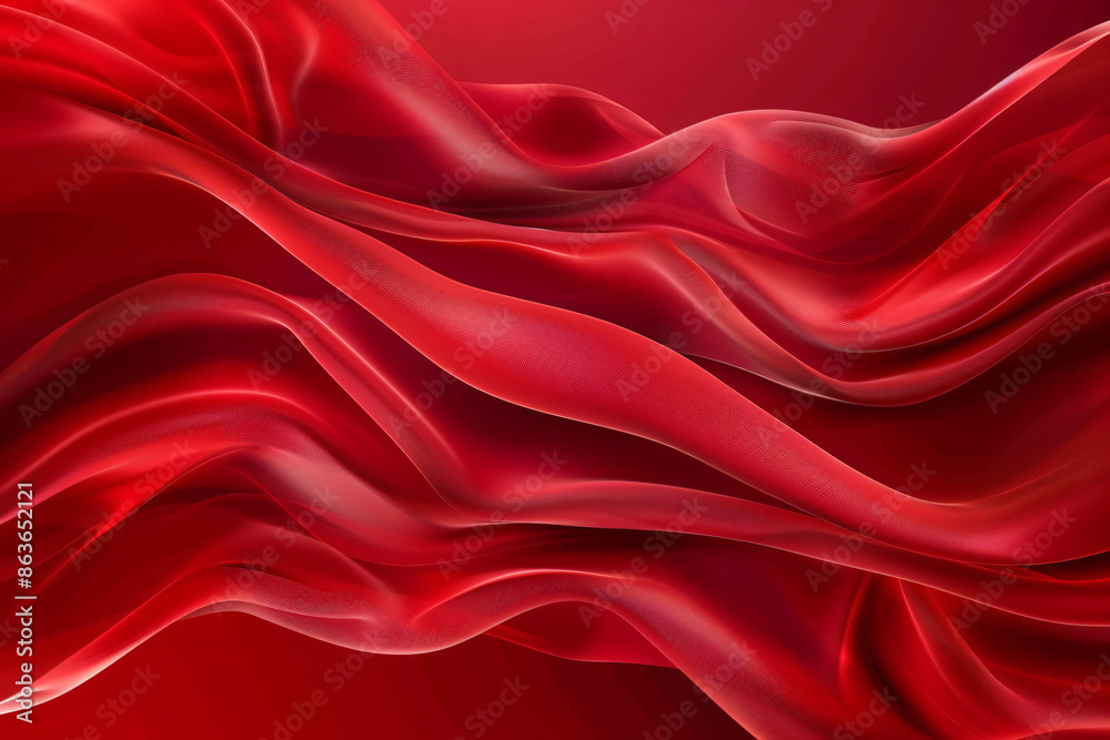 Obraz premium Red abstract background with smooth waves and soft lines.
