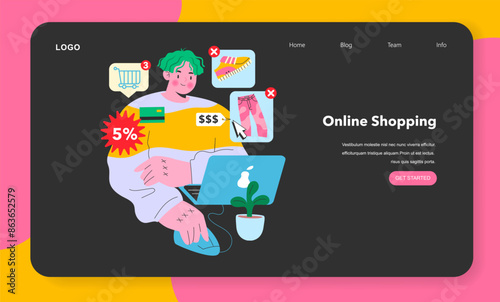 Online Shopping Experience. Vector illustration.