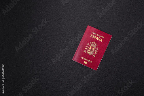 Physical paper international passport of a Spanish citizen