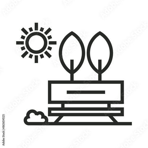 Park bench outline icon, editable vector illustration and transparent graphic element. Isolated on white background