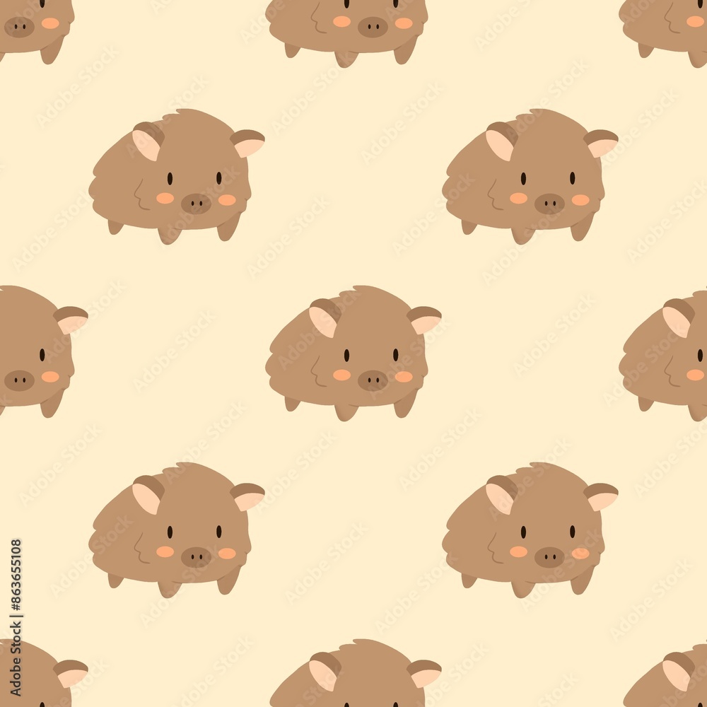 a pattern with brown pigs on a yellow background a pattern with brown pigs on a yellow background