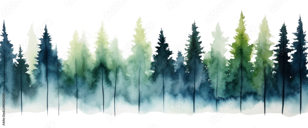 Fototapeta premium PNG Forest nature backgrounds panoramic.