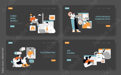 Hybrid Work Models Vector illustration