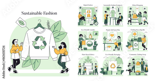 Sustainable Fashion. Flat Vector Illustration