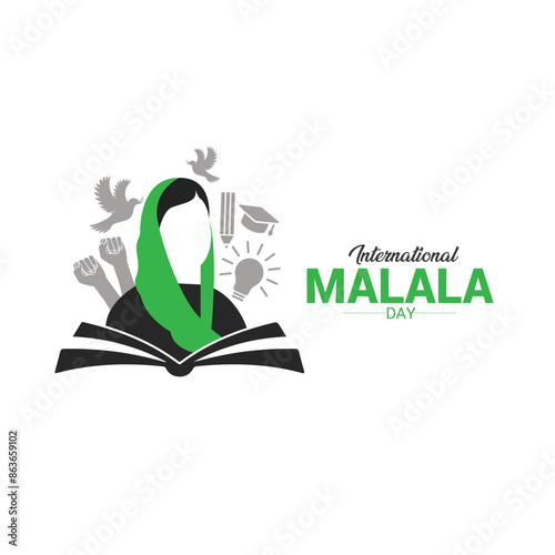 World Malala Day. Female face vector illustration. Celebrated every July 12th. Suitable for banners, greeting cards, social media, templates vector illustrations of Malala Day social media story 