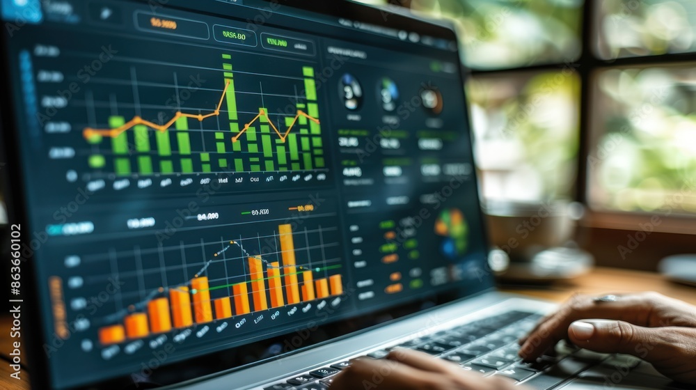 Person Analyzing Financial Data on Laptop