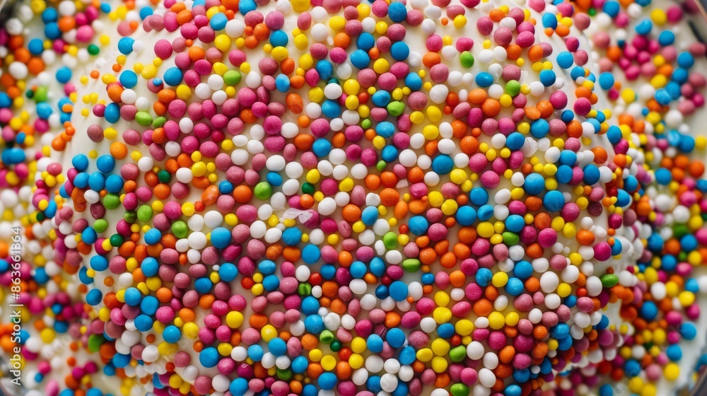 Birthday cake top view with colorful sprinkles Birthday cake top view with colorful sprinkles