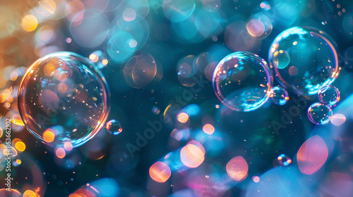 Bubble bokeh abstract background ,background with colorful and vibrant bubbles, Abstract beautiful flying bubbles on a colorful background
