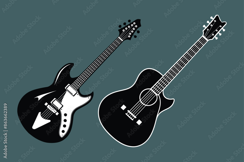 Fototapeta premium guitar silhouette vector illustration.
