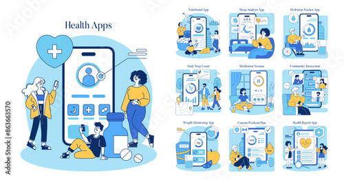 Health Apps. Flat Vector Illustration