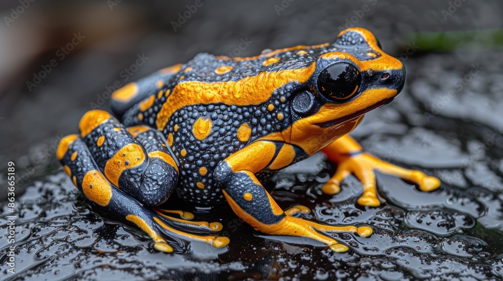 Fototapeta premium Southern Corroboree Frog on Wet Rock