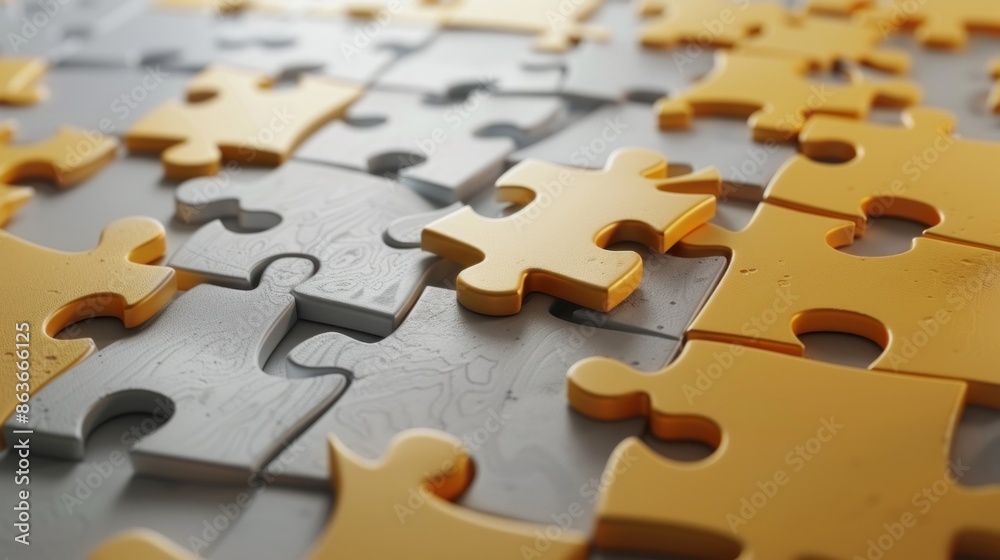 Obraz premium A puzzle coming together to form a new image, illustrating the transformative power of problem-solving and innovation against a blank backdrop