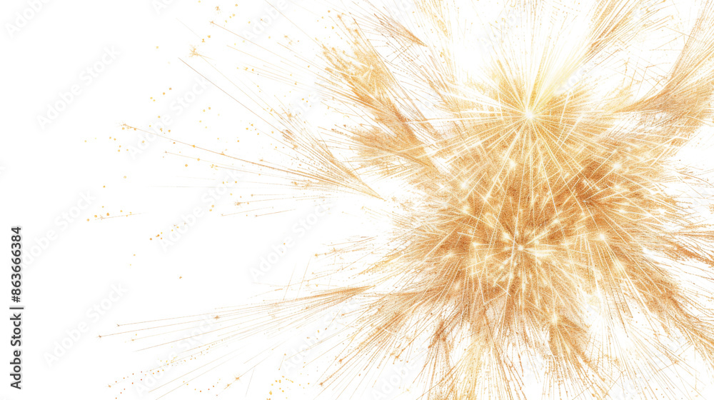 Obraz premium Golden firework, Happy new year concept, Design for overlay, montage, texture on transparent background