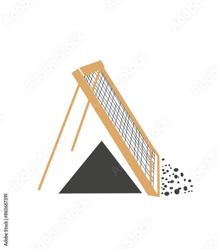 vector illustration of manual sand shovel construction tools and materials