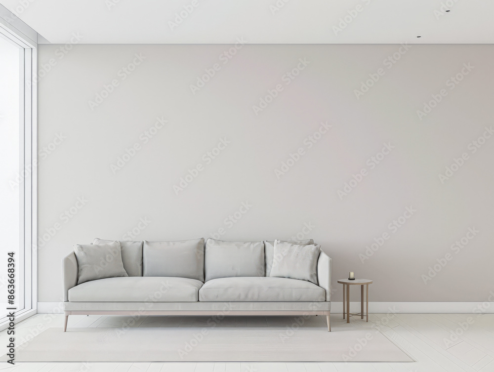 Luxury living room interiors in neutral tones with minimal ornaments and natural window lighting. Interiors composition for property advertising. Luxury living room interiors in neutral tones with minimal ornaments and natural window lighting. Interiors composition for property advertising.