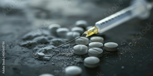 Fentanyl, an opiate drug widely used in the western world, abuse. photo