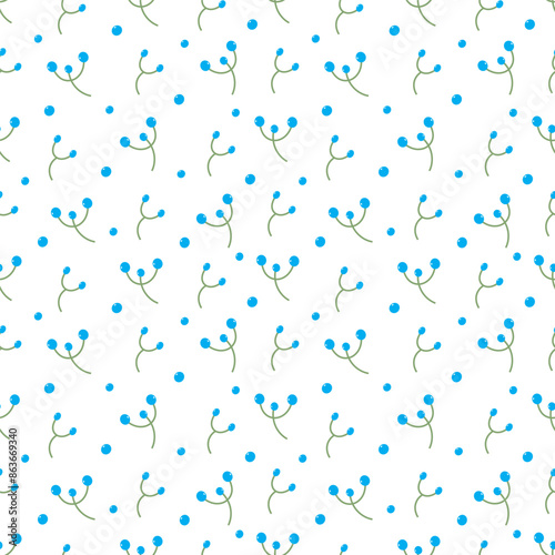 Wallpaper Mural Blue wildflowers vector seamless pattern. Pretty flowers.  White background. Floral background. The elegant the template for fashion prints. Stock vector. Torontodigital.ca