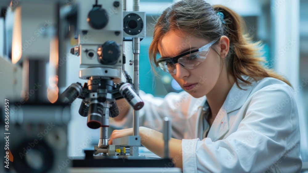 An empowered technical worker woman calibrating instruments in a laboratory setting An empowered technical worker woman calibrating instruments in a laboratory setting