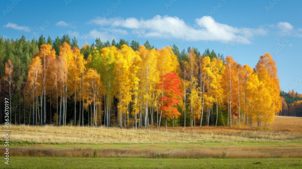Fototapeta premium Autumn Landscape with Colorful Trees