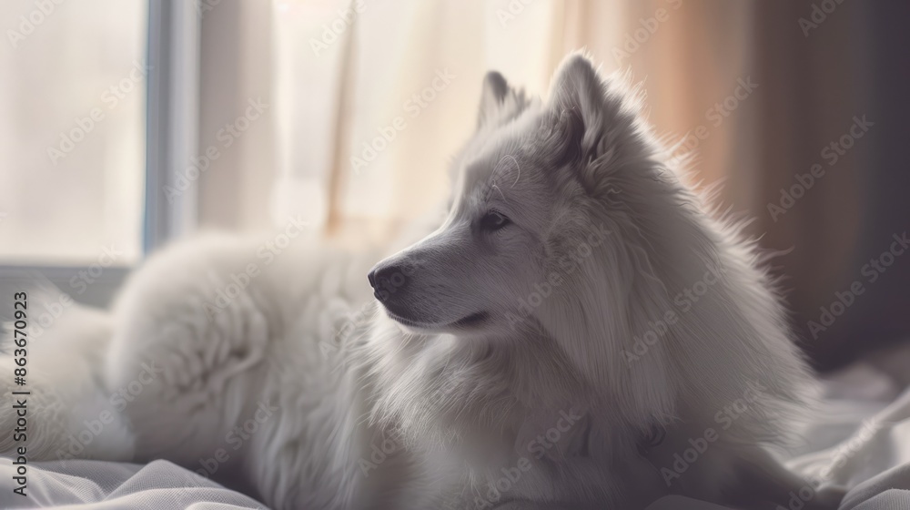 Naklejka premium Samoyed dog indoor