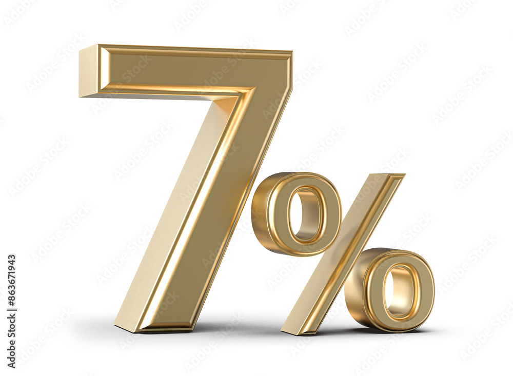 7 Percent Off Sale Gold Number 3D Render 7 Percent Off Sale Gold Number 3D Render