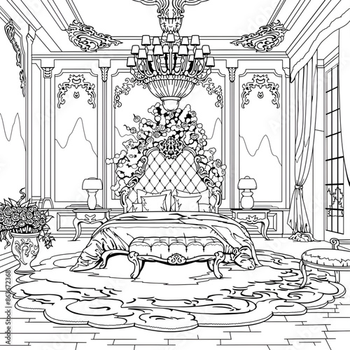 illustration of an house  beautiful design colouring page