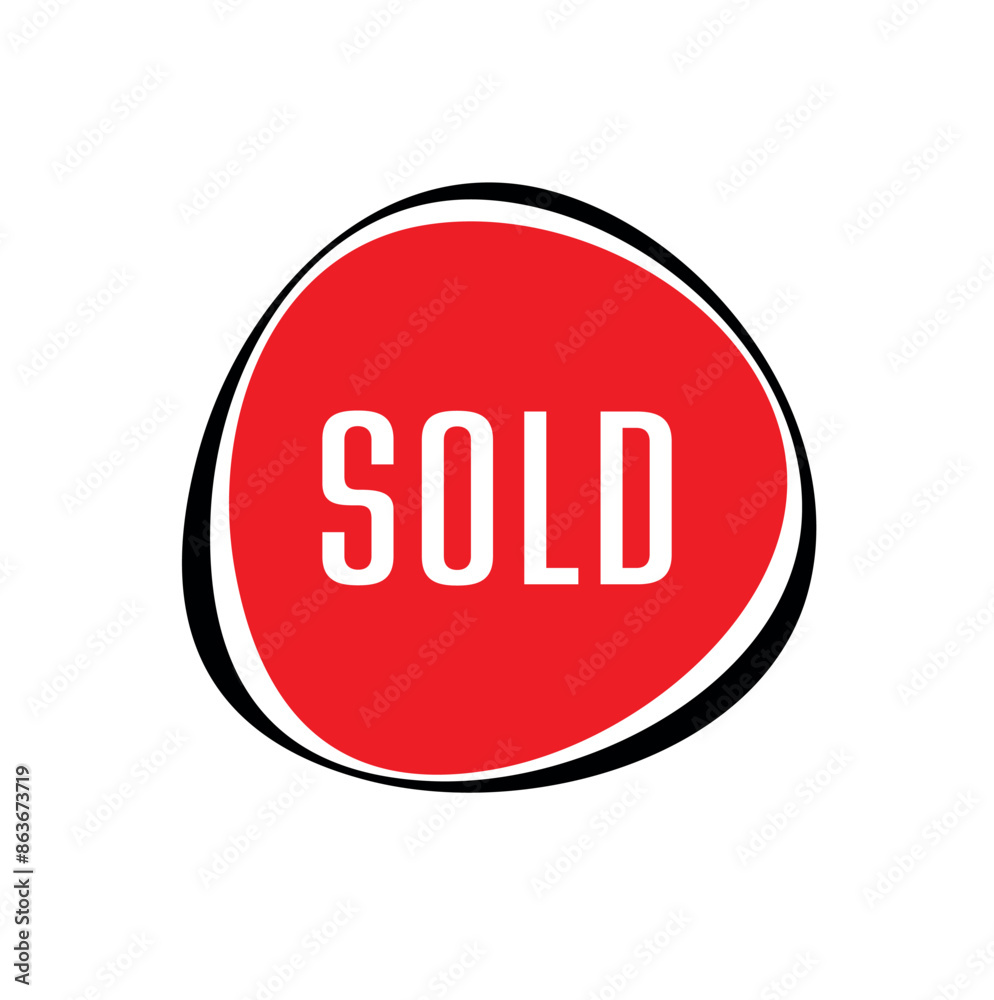 Red sold sign. Vector icon. Red sold sign. Vector icon.