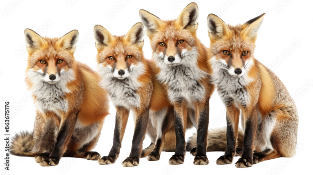 Group of foxes, fox on transparent background Group of foxes, fox on transparent background
