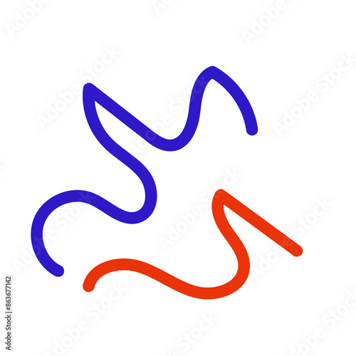 Blue red squiggly vectors 