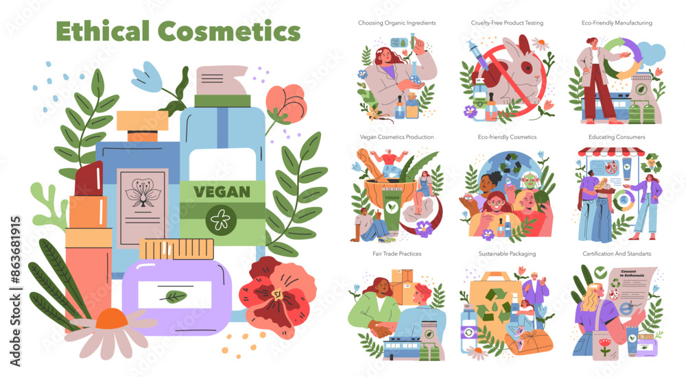 Ethical Cosmetics. Flat Vector Illustration Ethical Cosmetics. Flat Vector Illustration