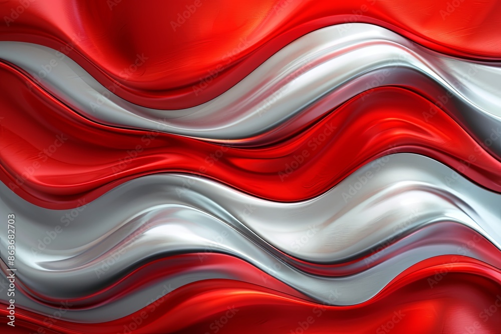 Silver red abstract wavy background created with Generative AI Silver red abstract wavy background created with Generative AI