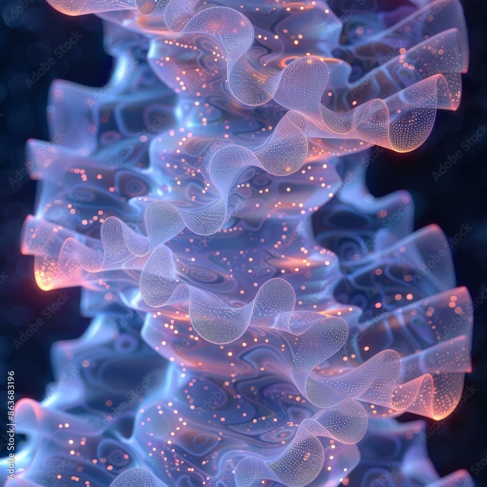 Obraz premium Glowing, Cellular Lifeform in Deep Sea