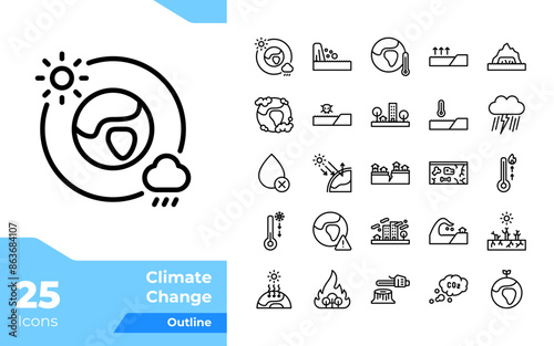 Climate Change Line Icons