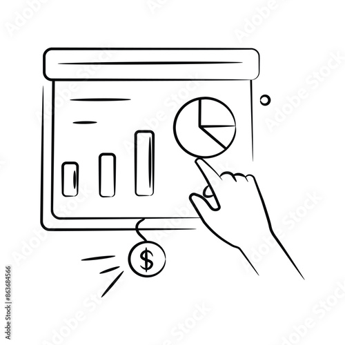 An icon of business graphical presentation, vector of statistical presentation