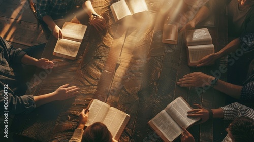 People of different ages and ethnicities reading books together in a circle. AIG535 photo