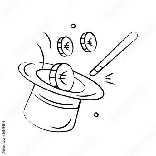 Take look at this creative icon of magician hat in doodle style