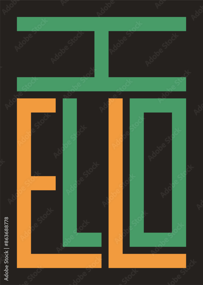 Geometric lettering Hello. Poster in creative flat style. Geometric lettering Hello. Poster in creative flat style.