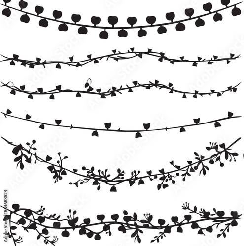 Fairy Lights Versatile Black Silhouette Vector Series