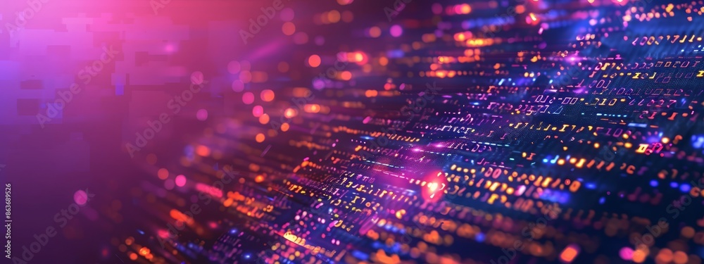 Fototapeta premium A tight shot of a computer monitor displays a hazy image of multiple tiny dots in the backdrop