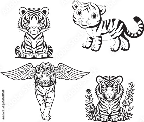 Tiger animals art graphic resources vector Element image design