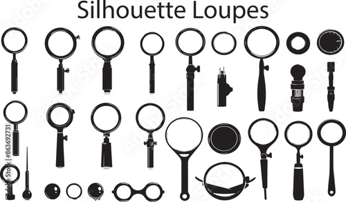 Loups Elegant Silhouette Vector Illustrations 