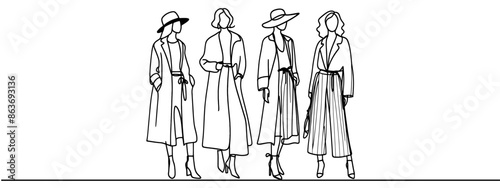 Set Models fashion. Sketch, excellent vector illustration, EPS 10