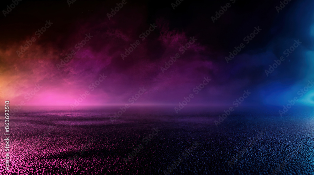 Fototapeta premium Abstract colorful foggy background with vibrant gradient on the asphalt road. High quality photo.