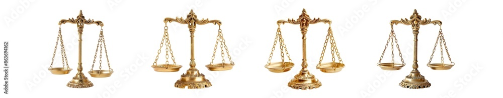 Golden Ornate scales of justice on Transparent background Golden Ornate scales of justice on Transparent background