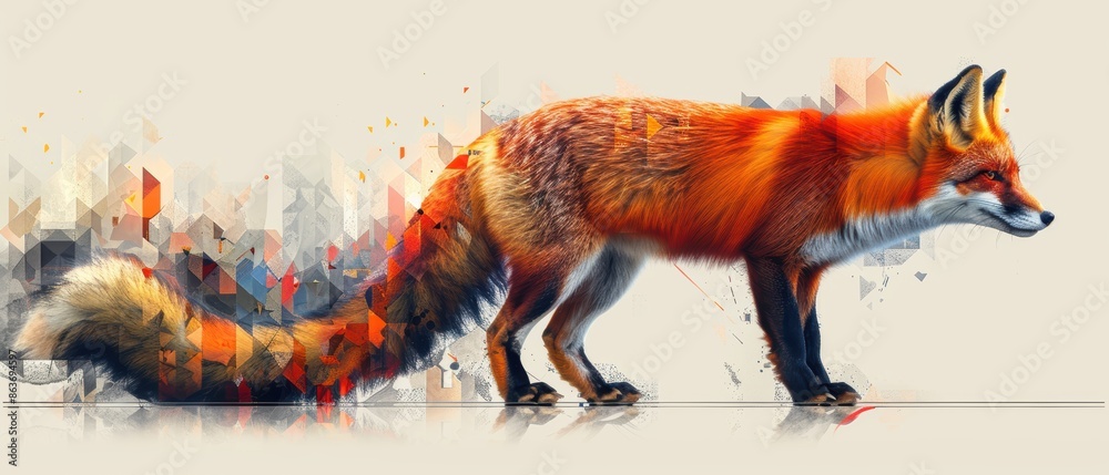 A sleek, vector-style fox with geometric shapes and bright colors. A sleek, vector-style fox with geometric shapes and bright colors.