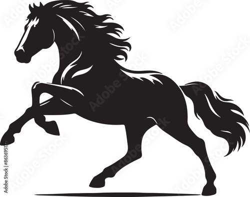 horse silhouette vector art illustration with white background
